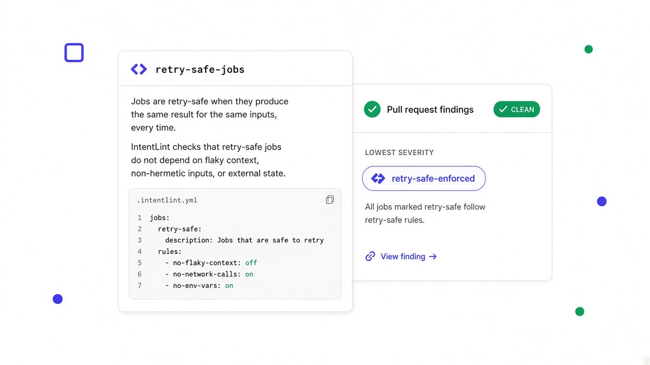IntentLint evaluating an English rule against a pull request and marking it clean.